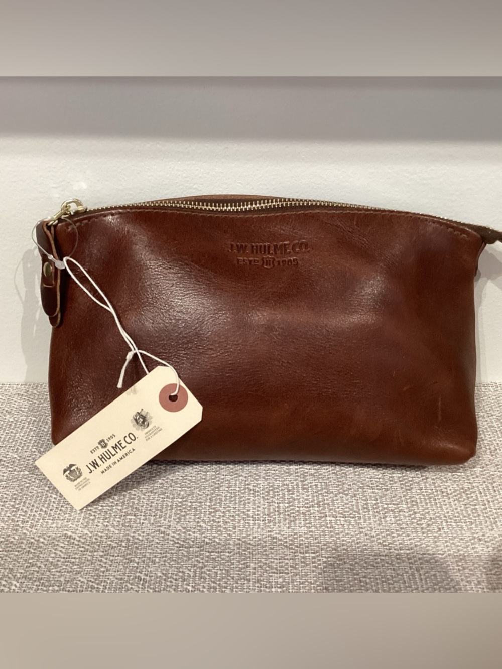 J W HULME American Heritage Large Brown Leather Pouch